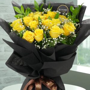 Buy Bright Yellow Roses in Black online in Jaipur for birthdays and special occasions