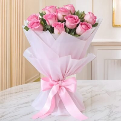 Buy Elegant Pink Roses Bouquet online in Jaipur for birthdays, anniversaries, and special occasions