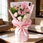 Fresh Pink and white roses bouquet for birthdays, anniversaries and celebrations in Jaipur