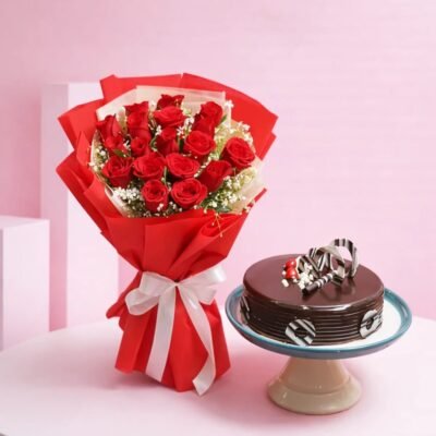 Buy Cake with Roses Combo online in Jaipur for birthdays and anniversaries