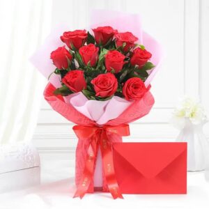 Buy Red Roses with Envelope online in Jaipur for romantic gifting