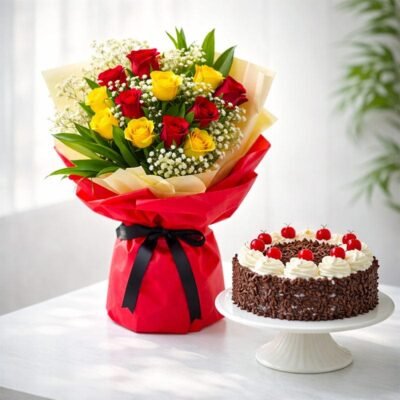 Buy Cake with Bouquet Combo online in Jaipur for birthdays and celebrations