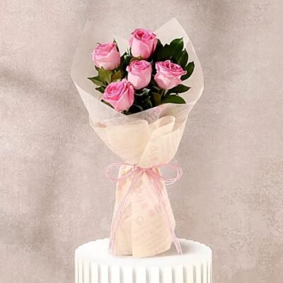 Buy Simple Pink Roses Bouquet online in Jaipur for birthdays and special occasions