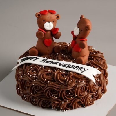 Buy Teddy Bear Chocolate Rosette Cake online in Jaipur for birthdays and celebrations
