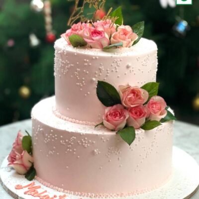 Buy two tier cake Pink Floral Birthday Cake online in Jaipur for birthday celebrations
