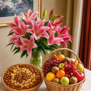 Buy Lilies Fruits & Dry Fruits Combo online in Jaipur for healthy gifting
