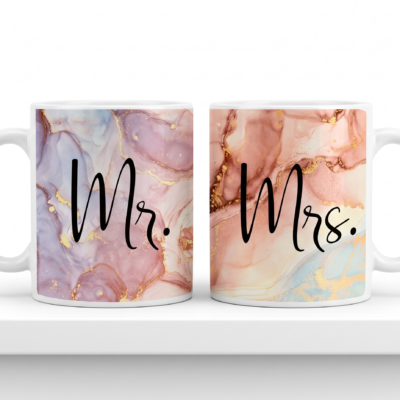 Mr & Mrs Mug Set with matching white ceramic mugs, GiftNexa Jaipur